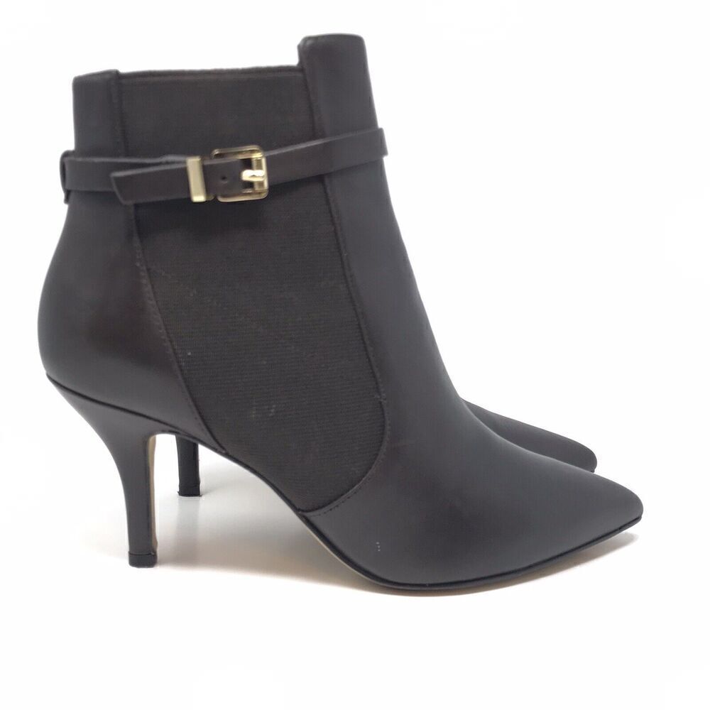 Michael Kors Chocolate Brown Soft Leather Woods Ankle Pointed Toe Booties Size 7